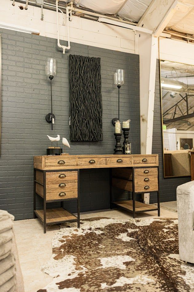 Reclaimed Pine Desk W/ Metal Legs
