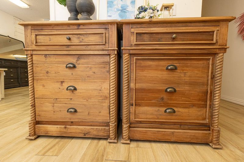 Ornate Reclaimed Pine Nightstand