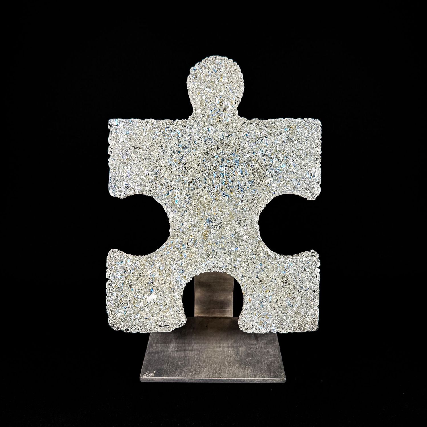 Droplet Puzzler - Clear with Blue Dichroic - #2