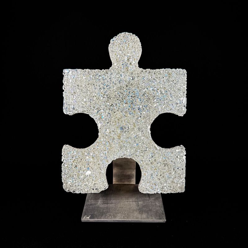 Droplet Puzzler - Clear with Blue Dichroic - #2