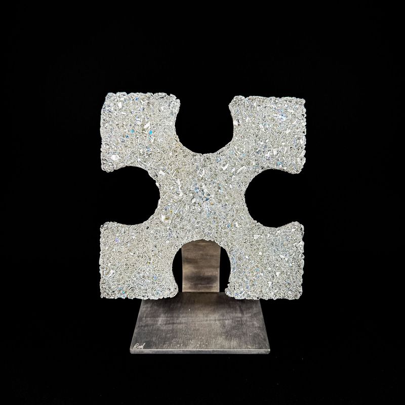 Droplet Puzzler - Clear with Blue Dichroic - #3