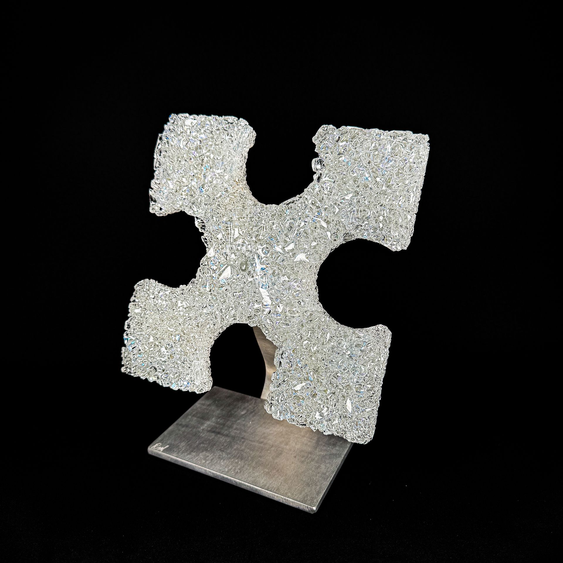 Droplet Puzzler - Clear with Blue Dichroic - #3