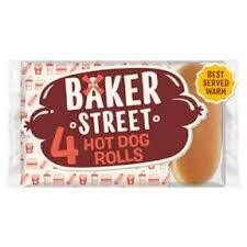 Baker Street Classic Hot Dog Rolls Pre-Cut 4 Pack