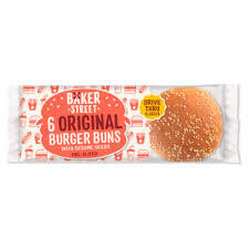 Baker Street Original Burger Buns with Sesame Seeds Pre-Sliced 6 Pack