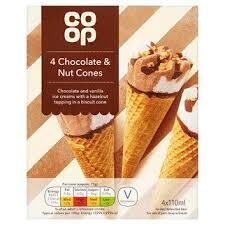 Co-op Chocolate &amp; Nut Cones 4 x 110ml