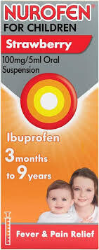Nurofen for Children, Ibuprofen Liquid Max 9 Years Strawberry 100ml