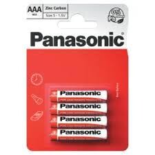Panasonic AAA 1.5V Zinc Carbon Batteries 4 Pack