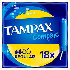 Tampax Compak Regular Tampons with Applicator x 18