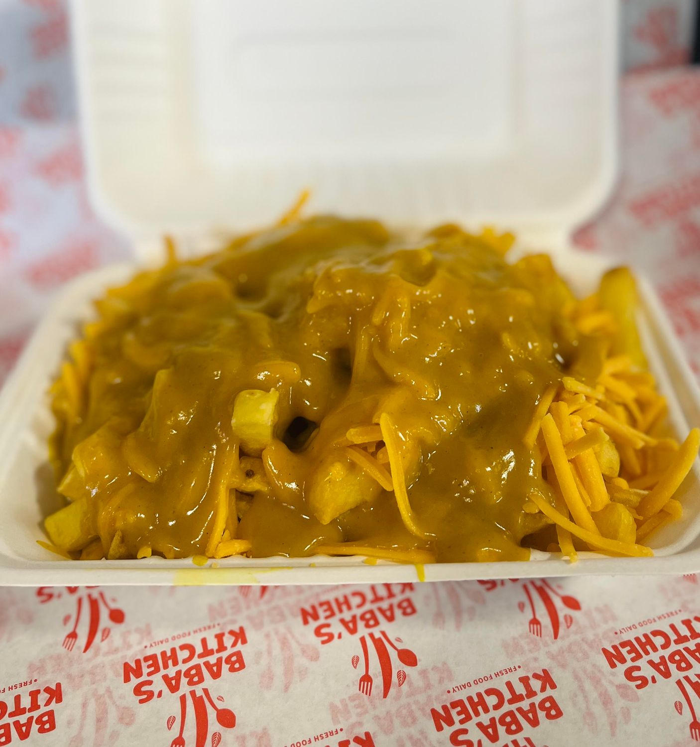 Chips, Cheese &amp; Curry Sauce