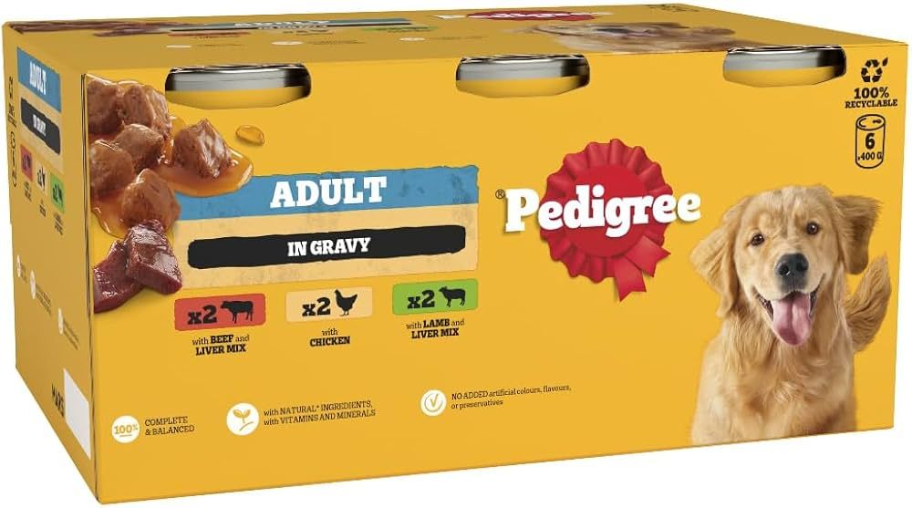 Pedigree Dog Tins Mixed Selection in Gravy 6 x 385g