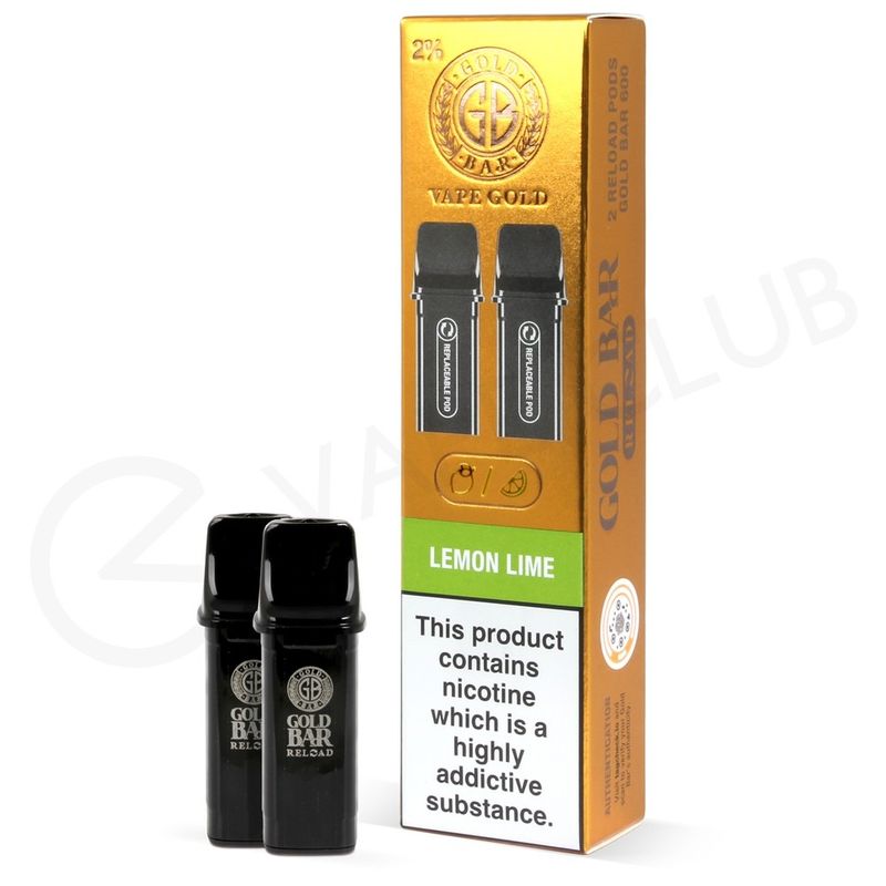 Gold Reload Bar 2% Nicotine Lemon &amp; Lime PODS 2pk