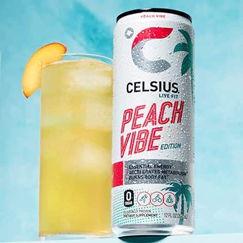 NEW Celsius Energy Drink Peach Vibe 355ml