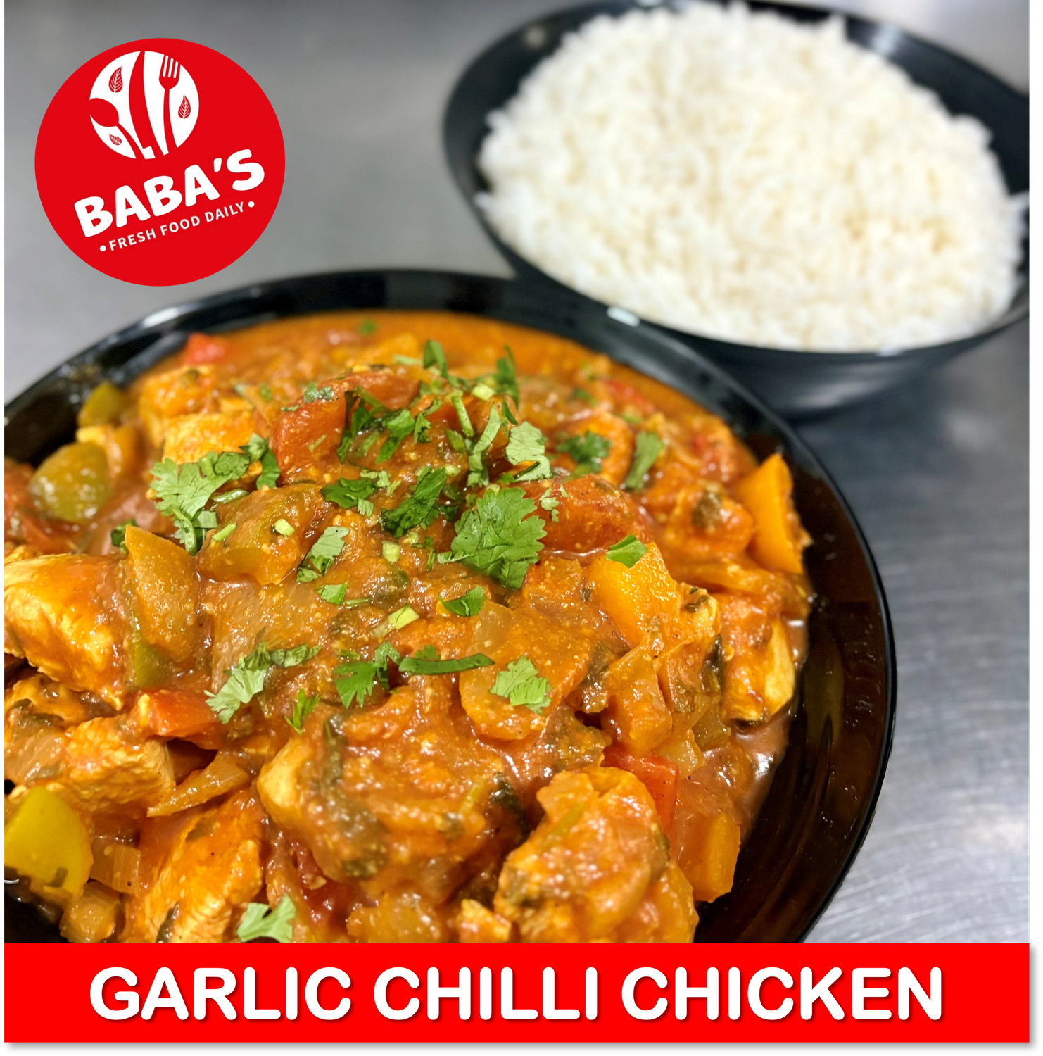 Homemade Garlic Chilli Chicken &amp; Basmati Rice