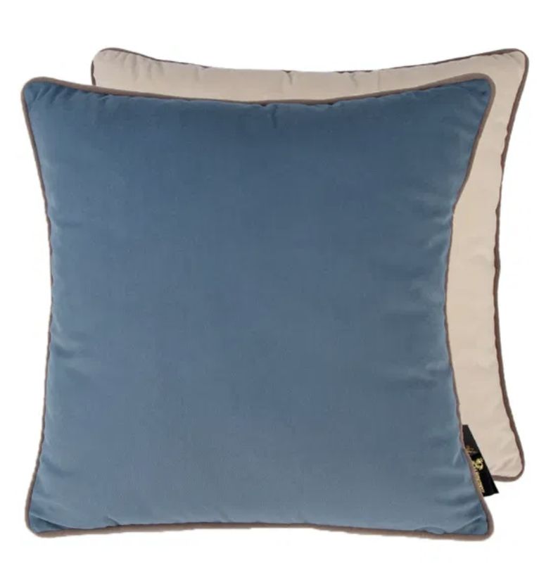 Malini Paul Moneypenny Twofaced Cushion In Blue And Champagne