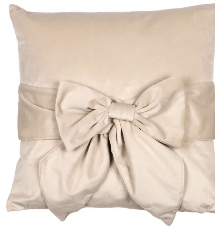 Malini Paul Moneypenny Tiedup Bow Cushion In Cream