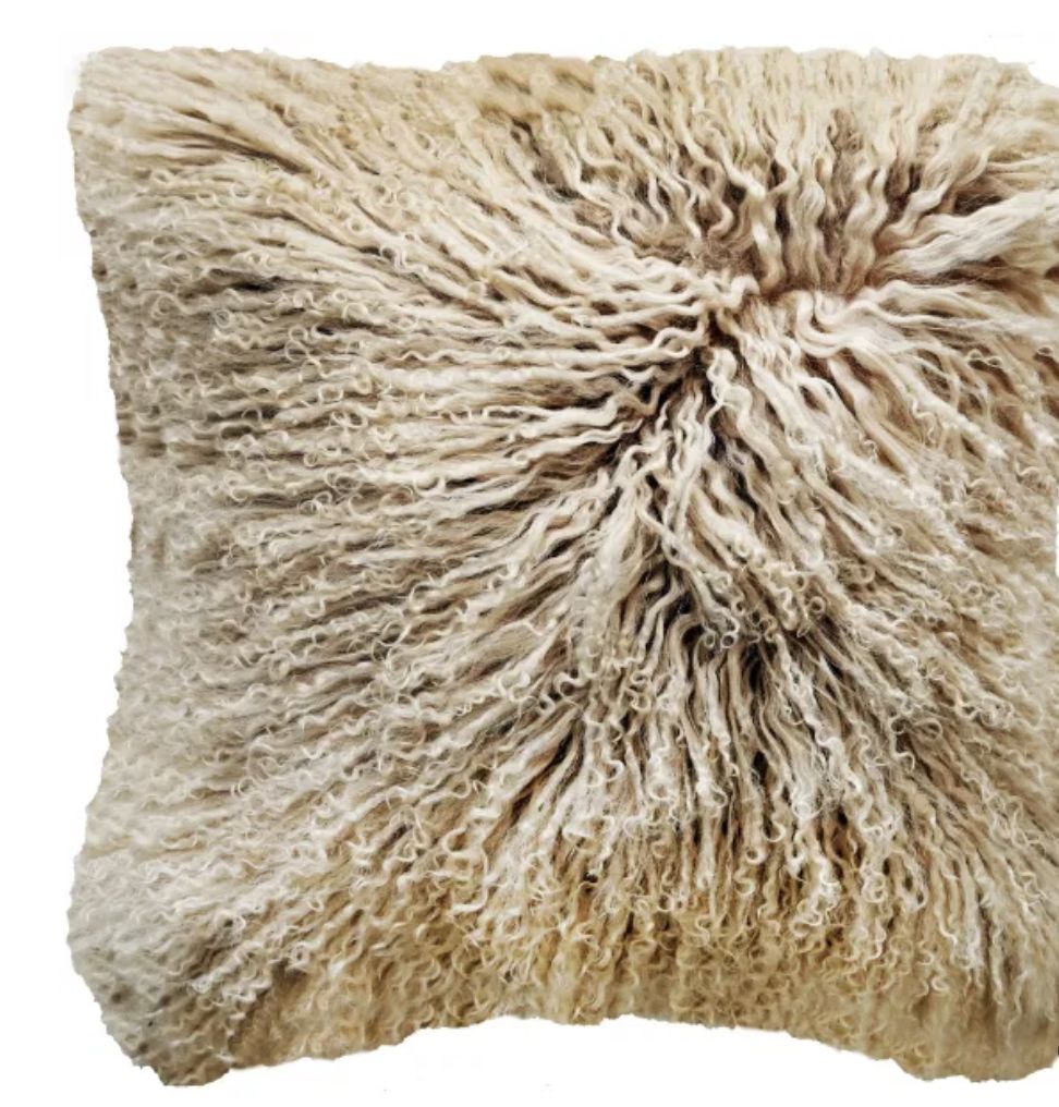Mongolian Lamb Real Suede Natural Cushion