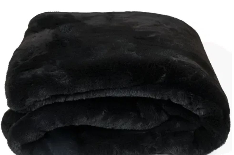 Luxury Rapture Black Faux Rabbit Throw