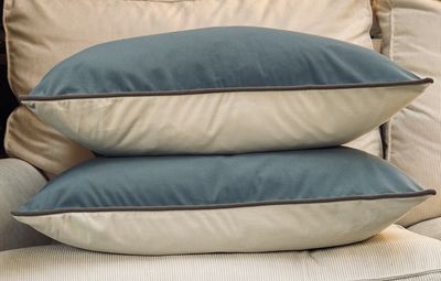Malini Paul Moneypenny Twofaced Cushion In Blue And Champagne