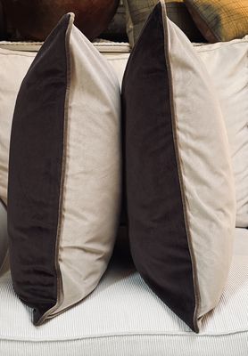 Malini Paul Moneypenny Twofaced Cushion In Mocha and Taupe