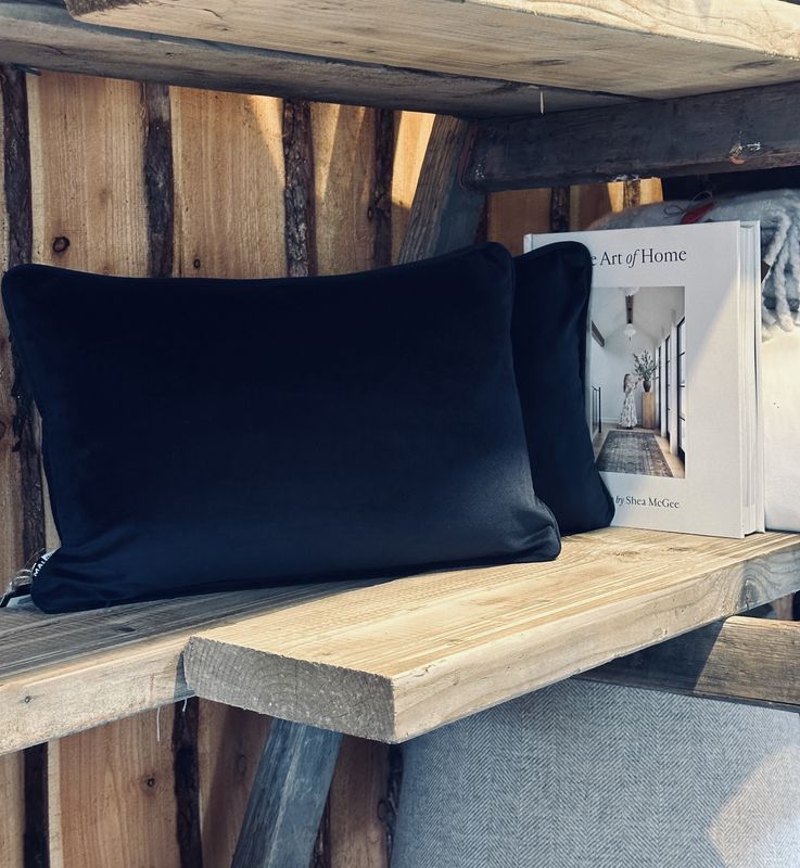 Luxe Rectangle Navy Velvet Cushion