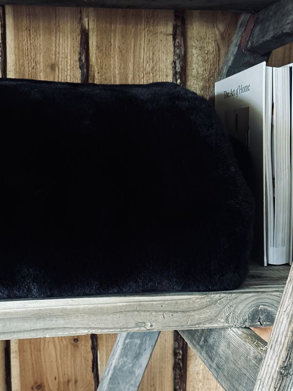 Luxury Rapture Black Faux Rabbit Throw