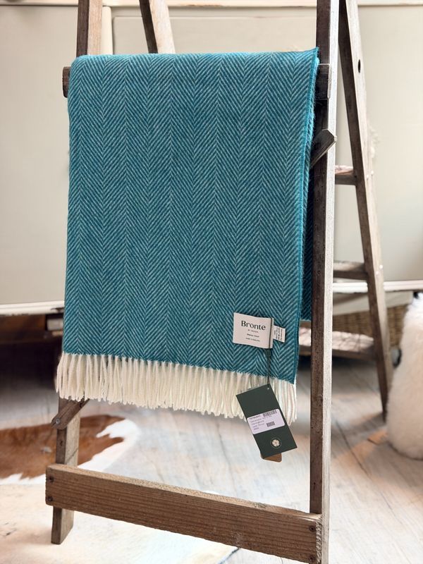 Herringbone Jade Merino Throw - Bronte by Moon