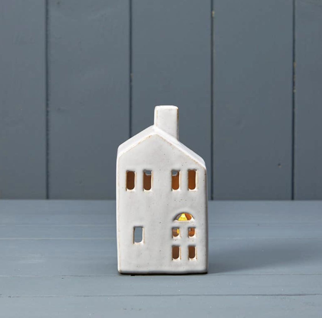 Ceramic House Tealight With Reactive Glaze