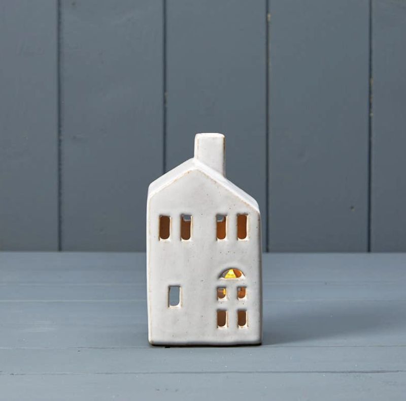 Ceramic House Tealight With Reactive Glaze