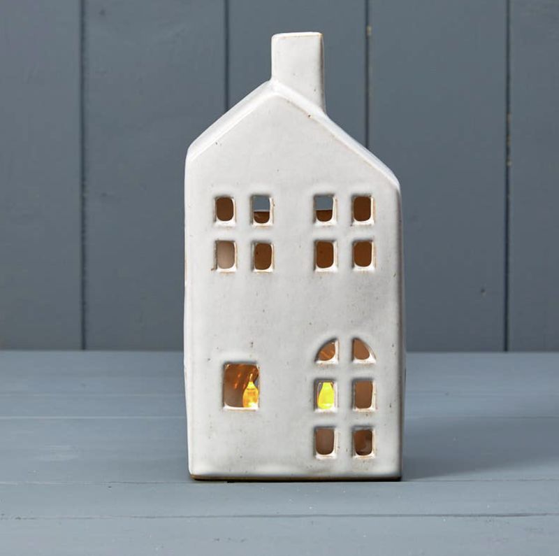Large Ceramic House Tealight With Reactive Glaze