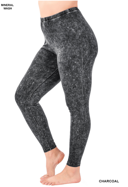 Plus Mineral Washed Leggings CHARCOAL