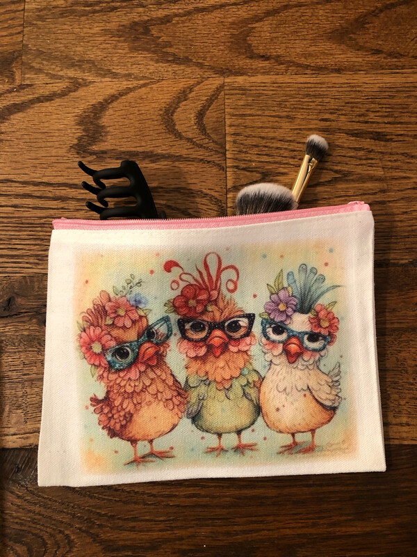 Three birds canvas make up bag