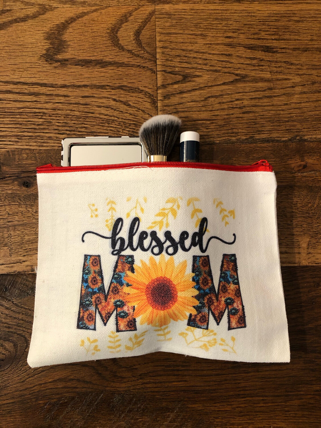Blessed mom Canvas make up bag