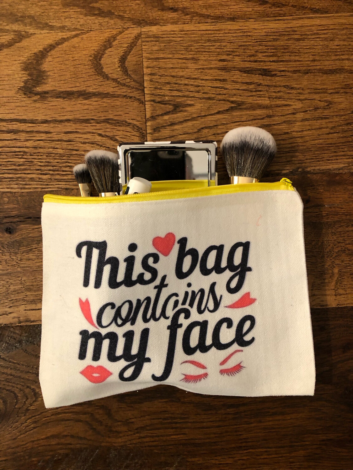 This bag contains canvas make up bag