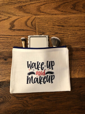 Wake up and make up canvas make up bag