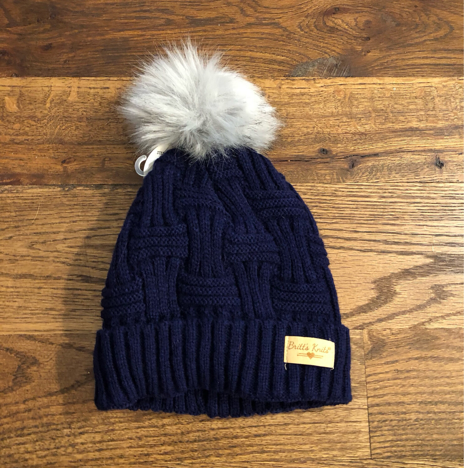 DM Merchandising - Britt&#39;s Knits Plush Lined Hat With Pom - Navy