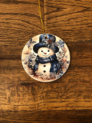 Ceramic Ornament - Blue snowman