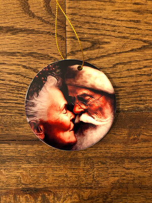 Ceramic Ornament - Santa and Mrs. Claus kissing