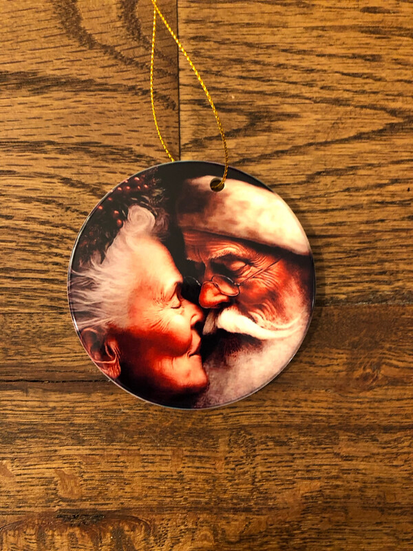 Ceramic Ornament - Santa and Mrs. Claus kissing