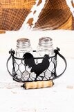 ROOSTER BASKET WITH SALT &amp; PEPPER SHAKER SET