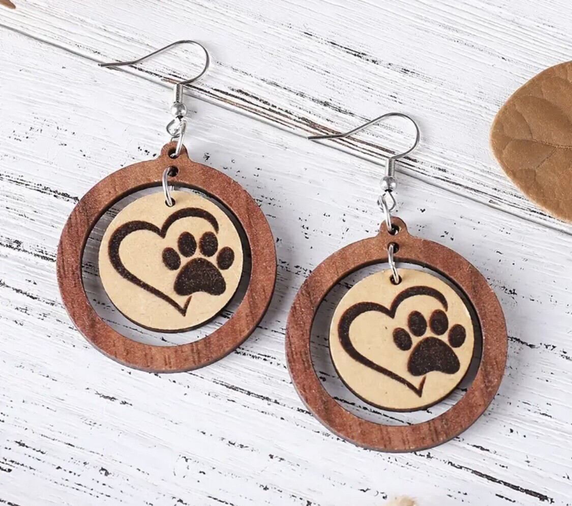 Paw Print &amp; Heart Earrings