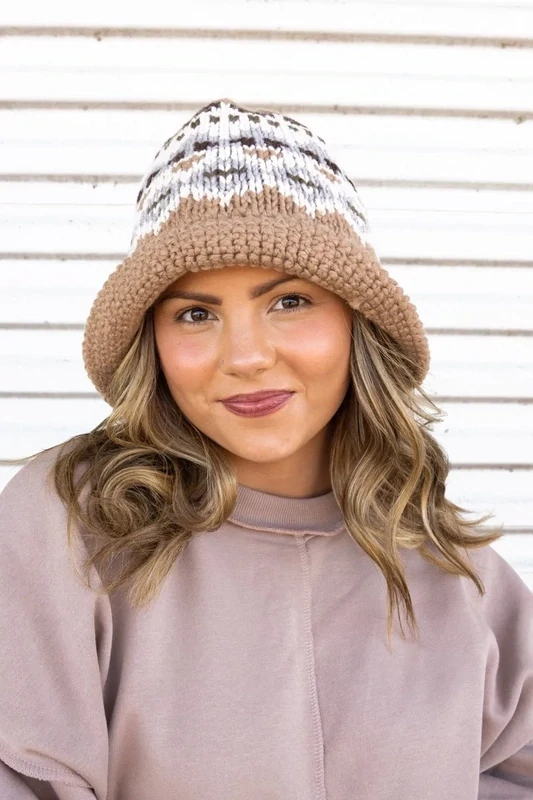 Cass Lake Knit Bucket Hat, Taupe
