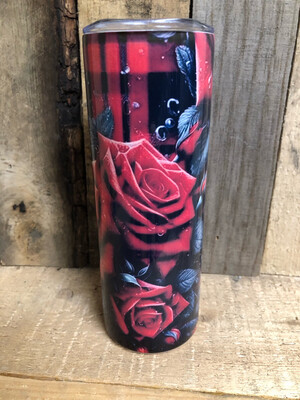 Roses / Plaid Tumbler