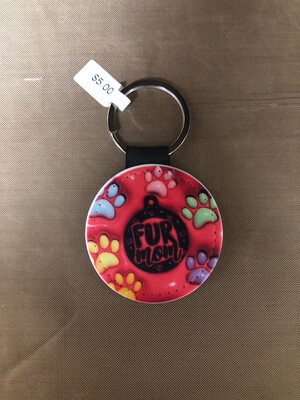 Round Keychain - Fur Mom