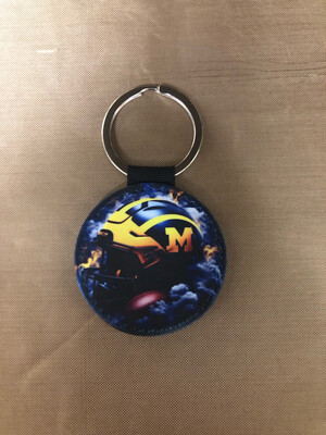 Round Keychain - Michigan Football Helmet