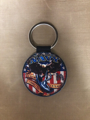 Round Keychain - Navy