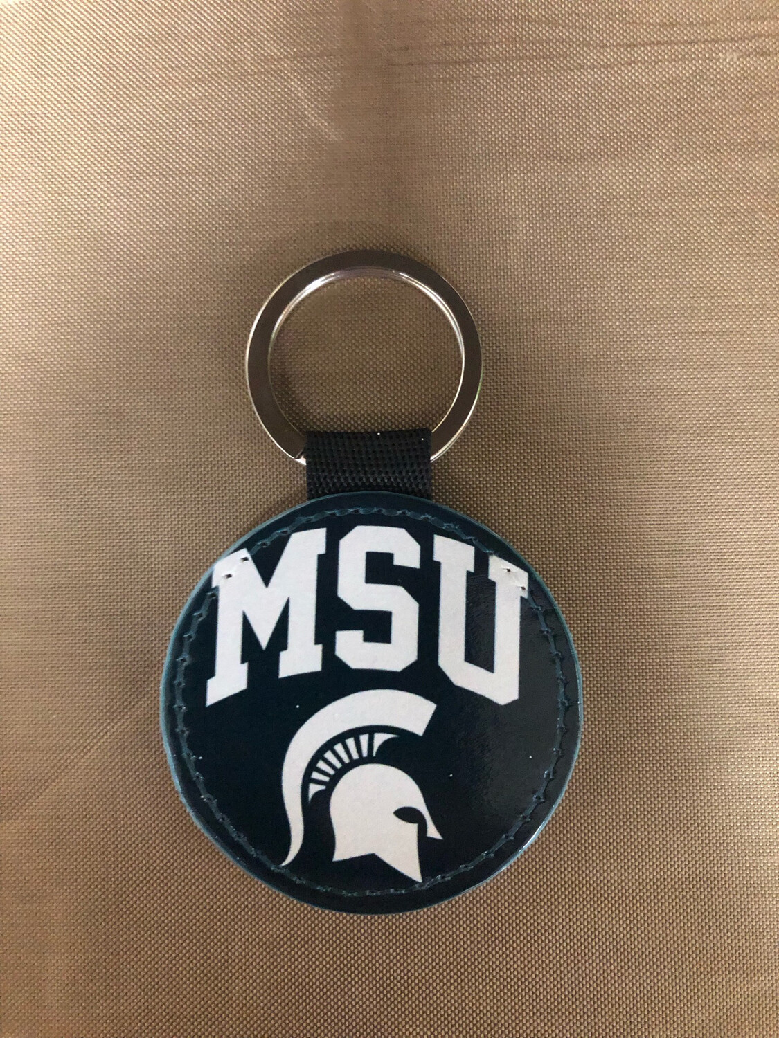 Round Keychain - MSU With Helmet