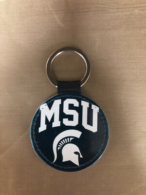Round Keychain - MSU With Helmet
