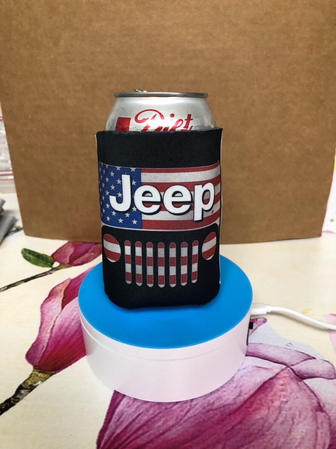 Jeep With Flag Koozies