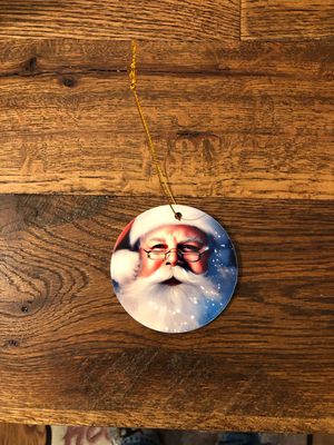 3” Ceramic Ornament Santa With Sparkles