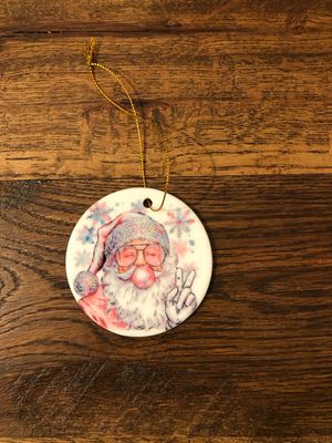 3” Ceramic Ornament Santa With Bubble